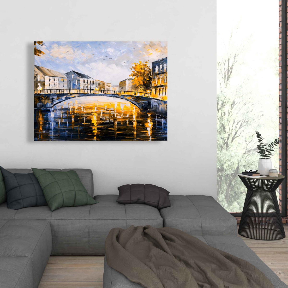 C1RC3648D6XHE8 36 x 48 in. Bridge by A Sunny Day - Office Romantic Canvas Home Decor