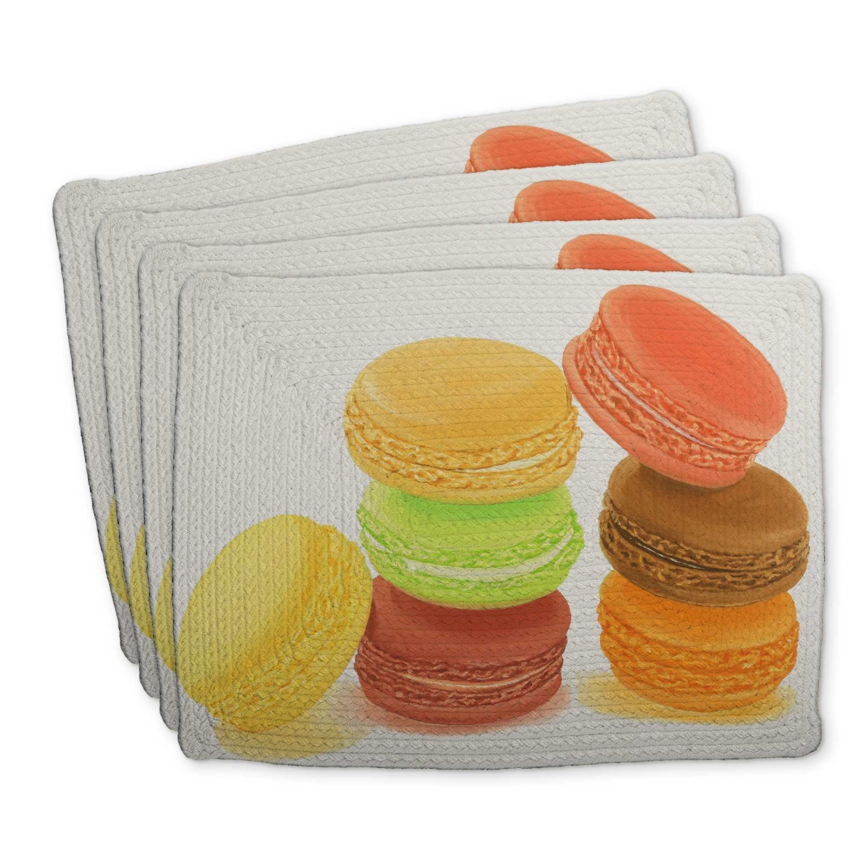 Picture of Begin Home Decor C4BP1418AHE2KZ 14 x 18 in. Delicious Macaroons - Braided Polyester Placemat - Set of 4