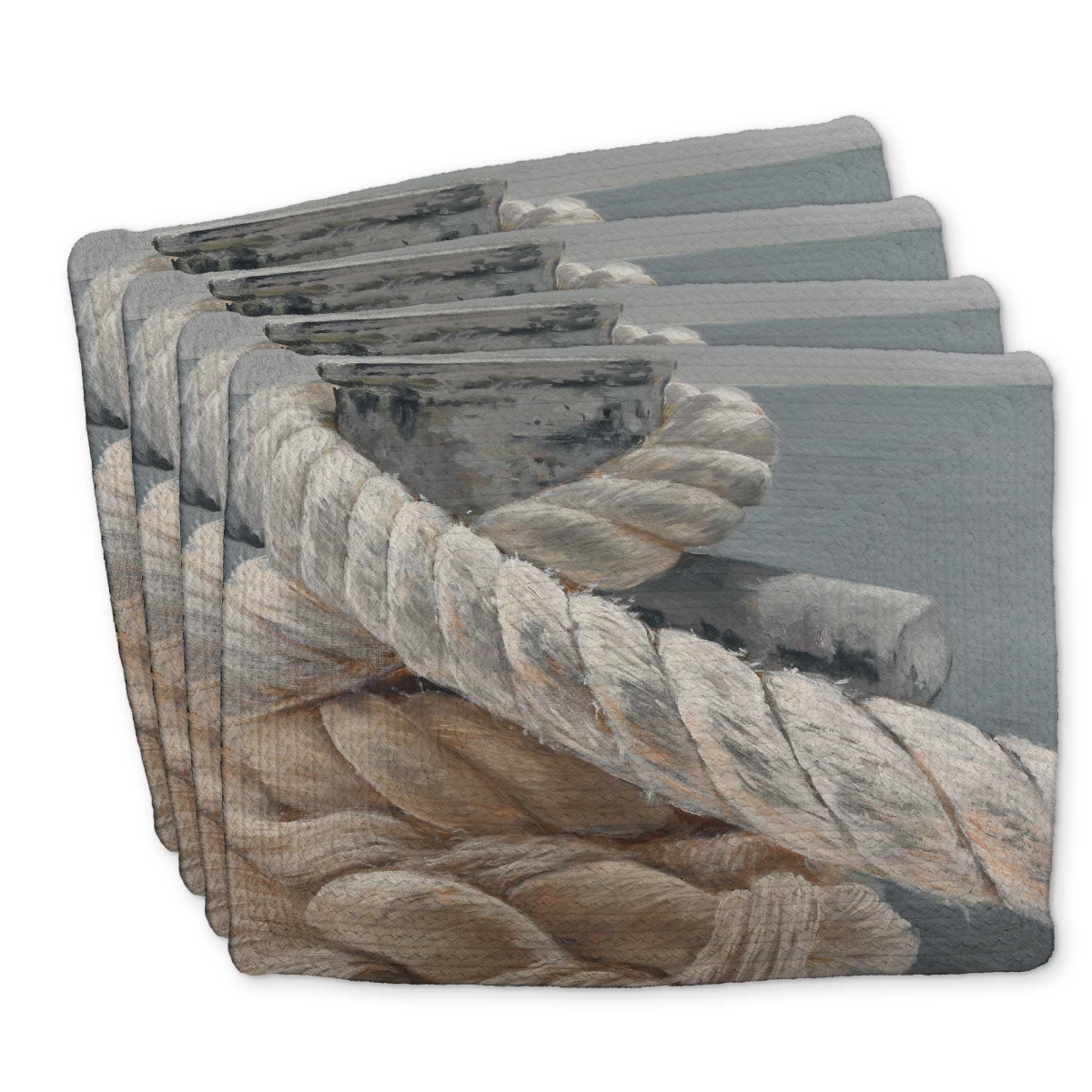 Picture of Begin Home Decor C4BP1418I75W6N 14 x 18 in. Tie-Down Ropes Closeup - Braided Polyester Placemat - Set of 4