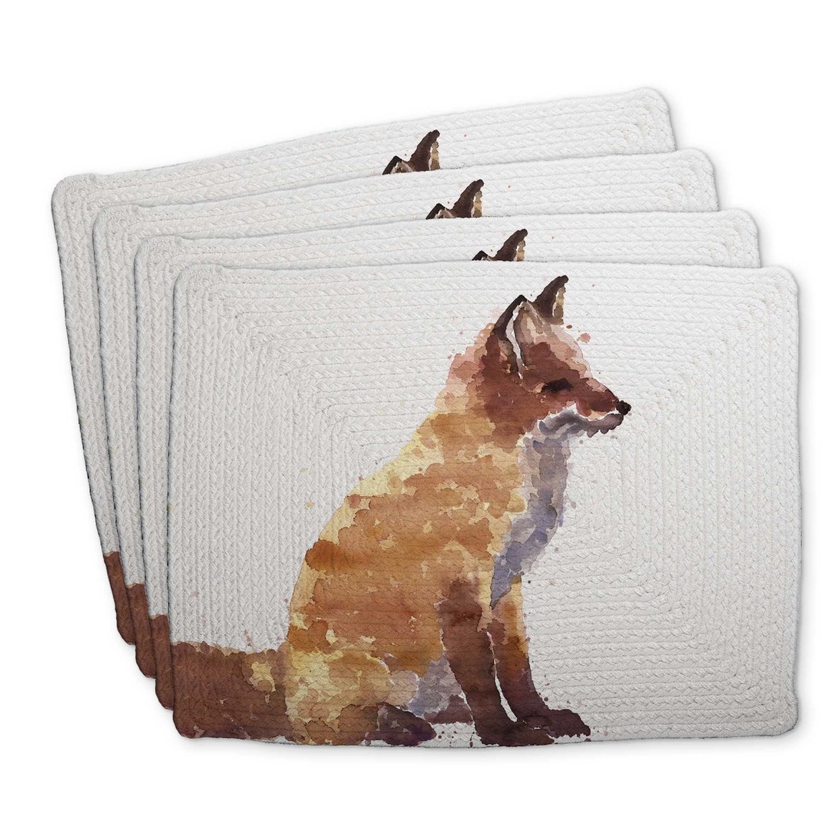 Picture of Begin Home Decor C4BP1418LLQFDU 14 x 18 in. Red Fox Braided Polyester Placemat - Stylish Home Decor - Set of 4