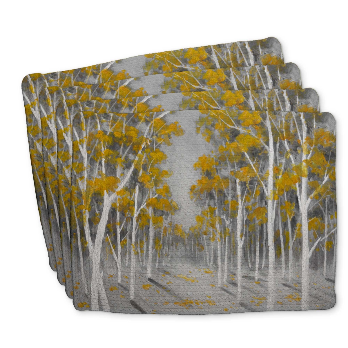 Picture of Begin Home Decor C4BP1418Q865VB 14 x 18 in. Yellow Birch Forest Braided Polyester Placemats - Set of 4