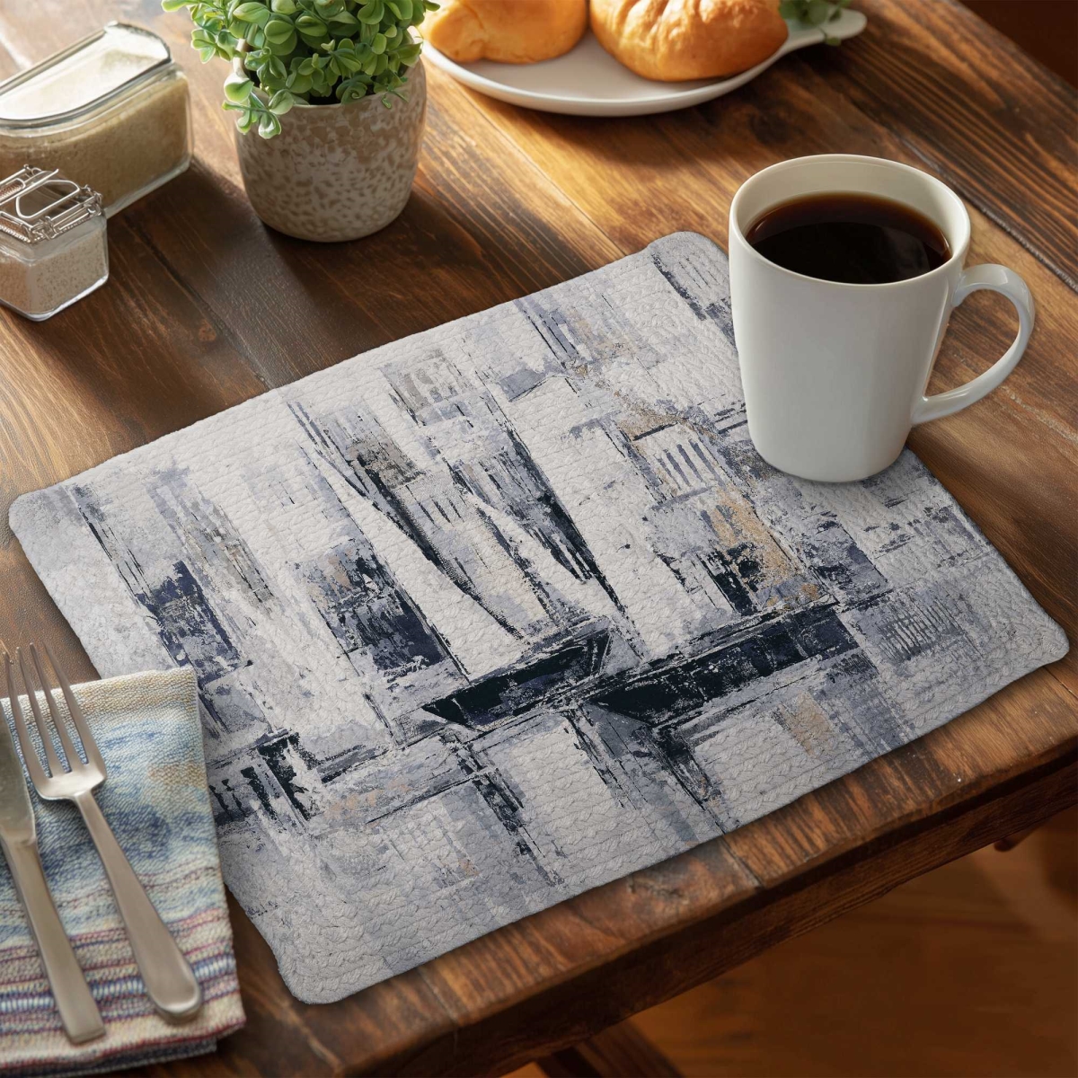 Picture of Begin Home Decor C4BP1418U9RG8B 14 x 18 in. Industrial Style Sailboats Braided Polyester Placemat - Set of 4