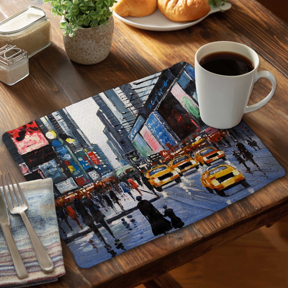 Picture of Begin Home Decor C4BP1418ZQ0CKQ 14 x 18 in. Peak Hour Braided Polyester Placemat - Stylish - Set of 4