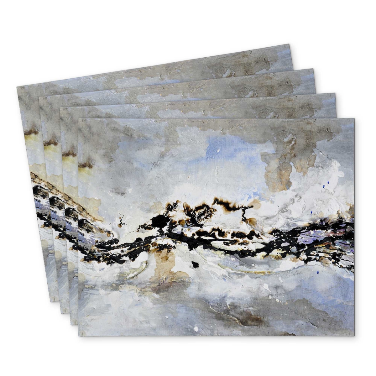 Picture of Begin Home Decor C4PP1418045CMU 14 x 18 in. Texturized Abstract Wave Polyester Placemat - Home Decor - Set of 4