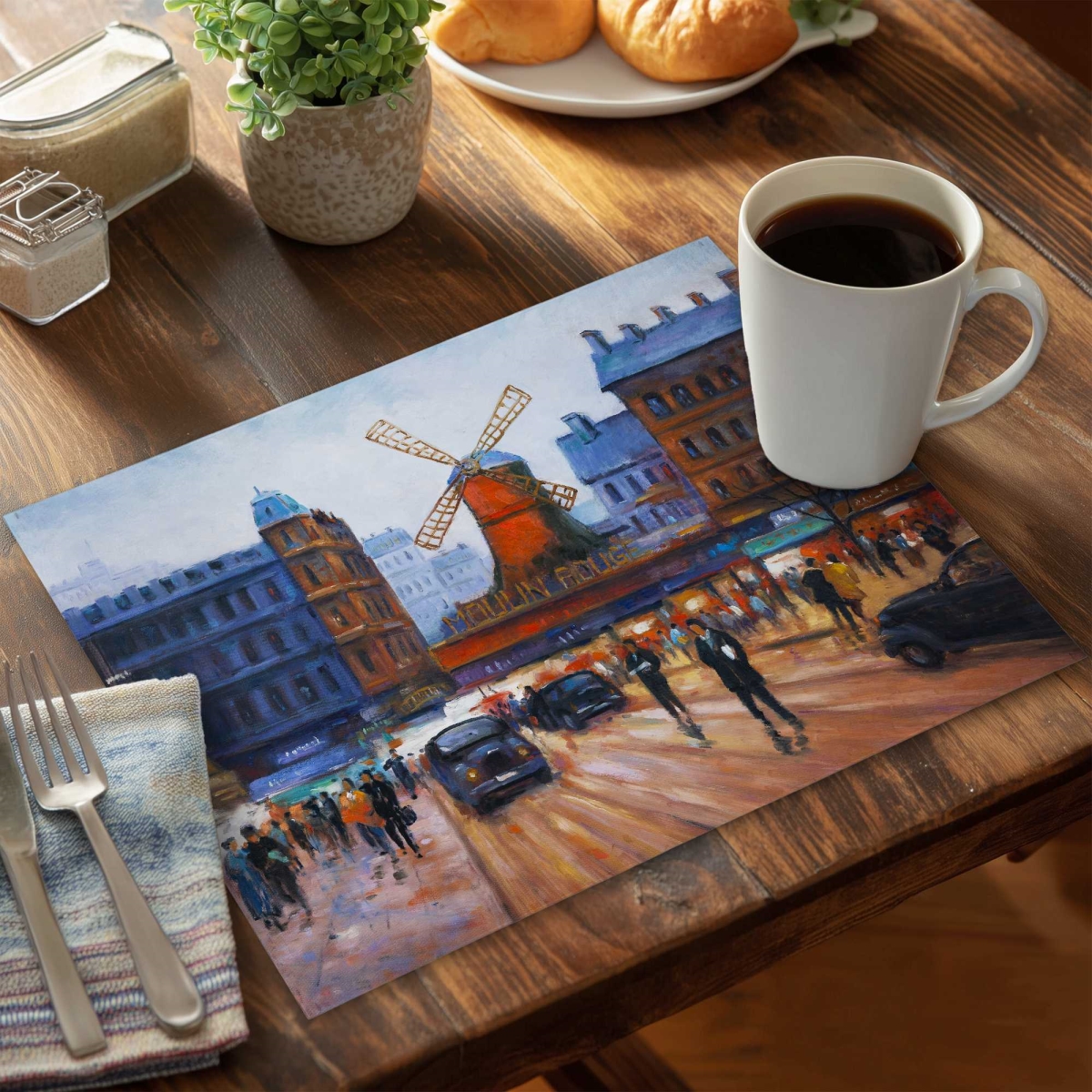 Picture of Begin Home Decor C4PP14189SE3NX 14 x 18 in. Street Scene to Moulin Rouge - Polyester Placemat - Home - Set of 4