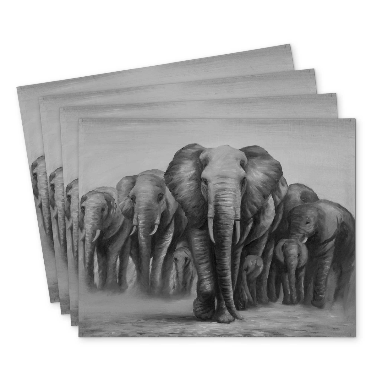 Picture of Begin Home Decor C4PP14189Y9KL6 14 x 18 in. Herd of Elephants Polyester Placemat - Stylish - Set of 4