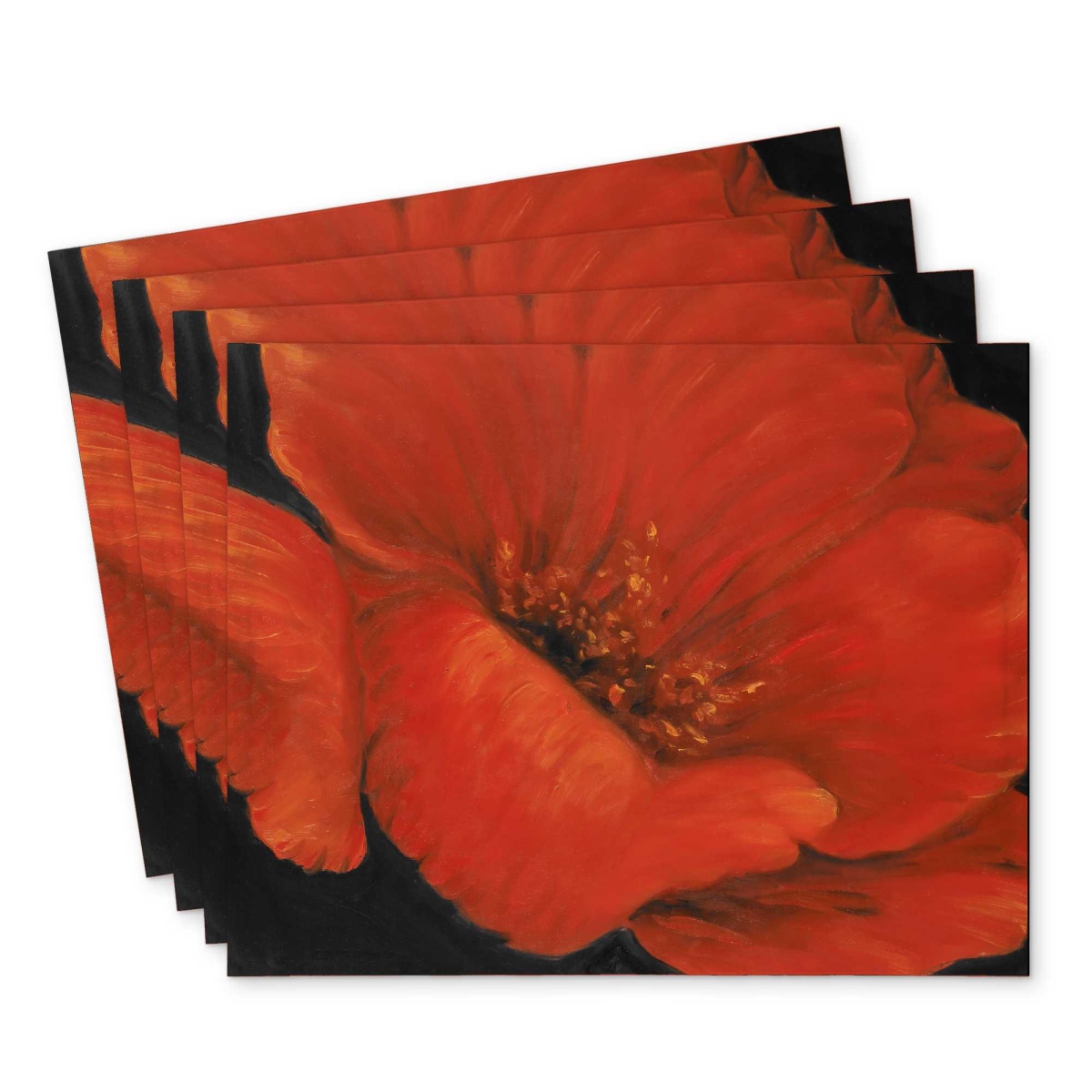 Picture of Begin Home Decor C4PP1418DOHWXP 14 x 18 in. Red Flower Polyester Placemat - Stylish Home Decor Accent - Set of 4