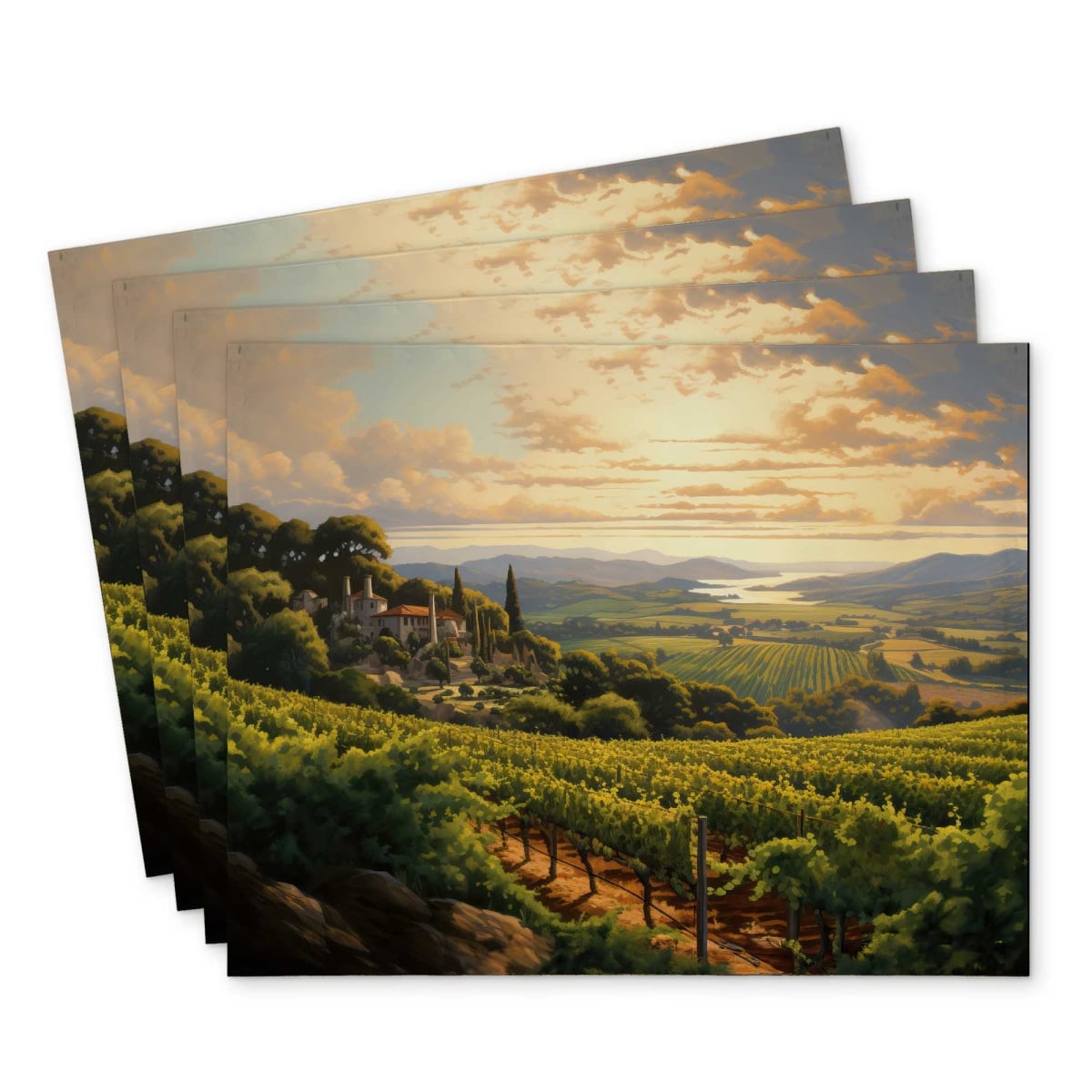 Picture of Begin Home Decor C4PP1418ENVZHL 14 x 18 in. Calm Dusk Polyester Placemat for Elegant Home Decor - Set of 4