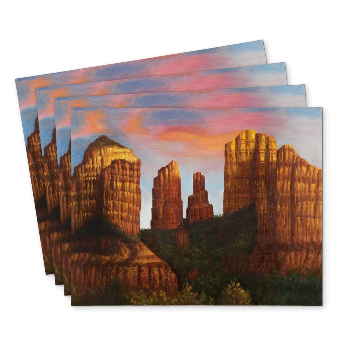Picture of Begin Home Decor C4PP1418ESX35V 14 x 18 in. Cathedral Rock Arizona Polyester Placemat - Home Decor - Set of 4