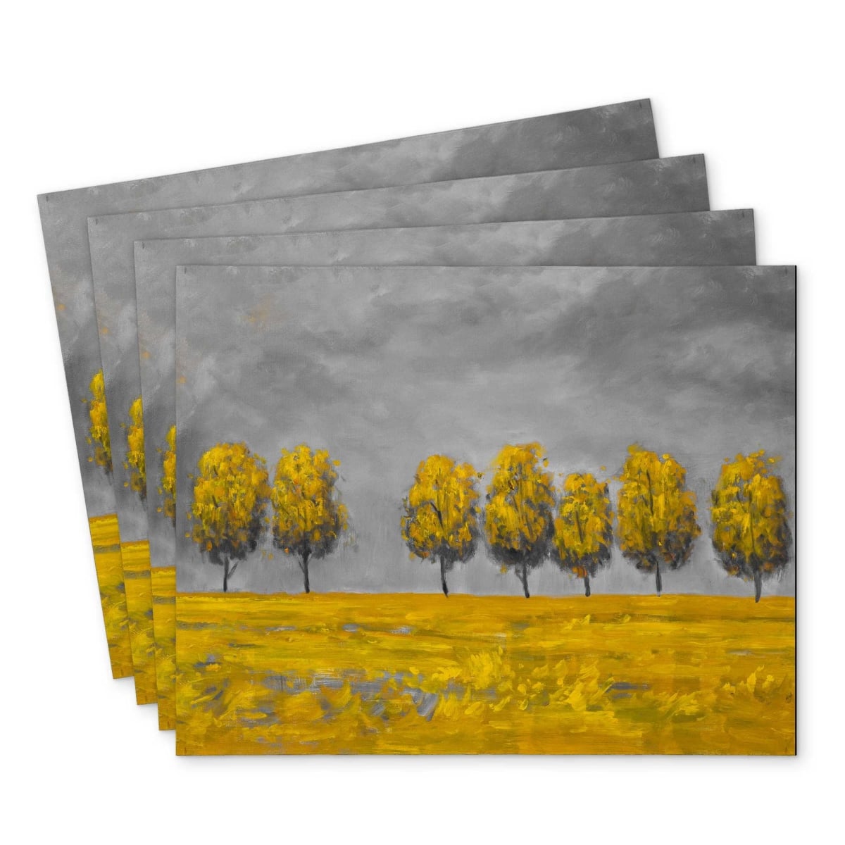 Picture of Begin Home Decor C4PP1418GTUSQK 14 x 18 in. Trees in A Field Polyester Placemat - Stylish Home Decor - Set of 4