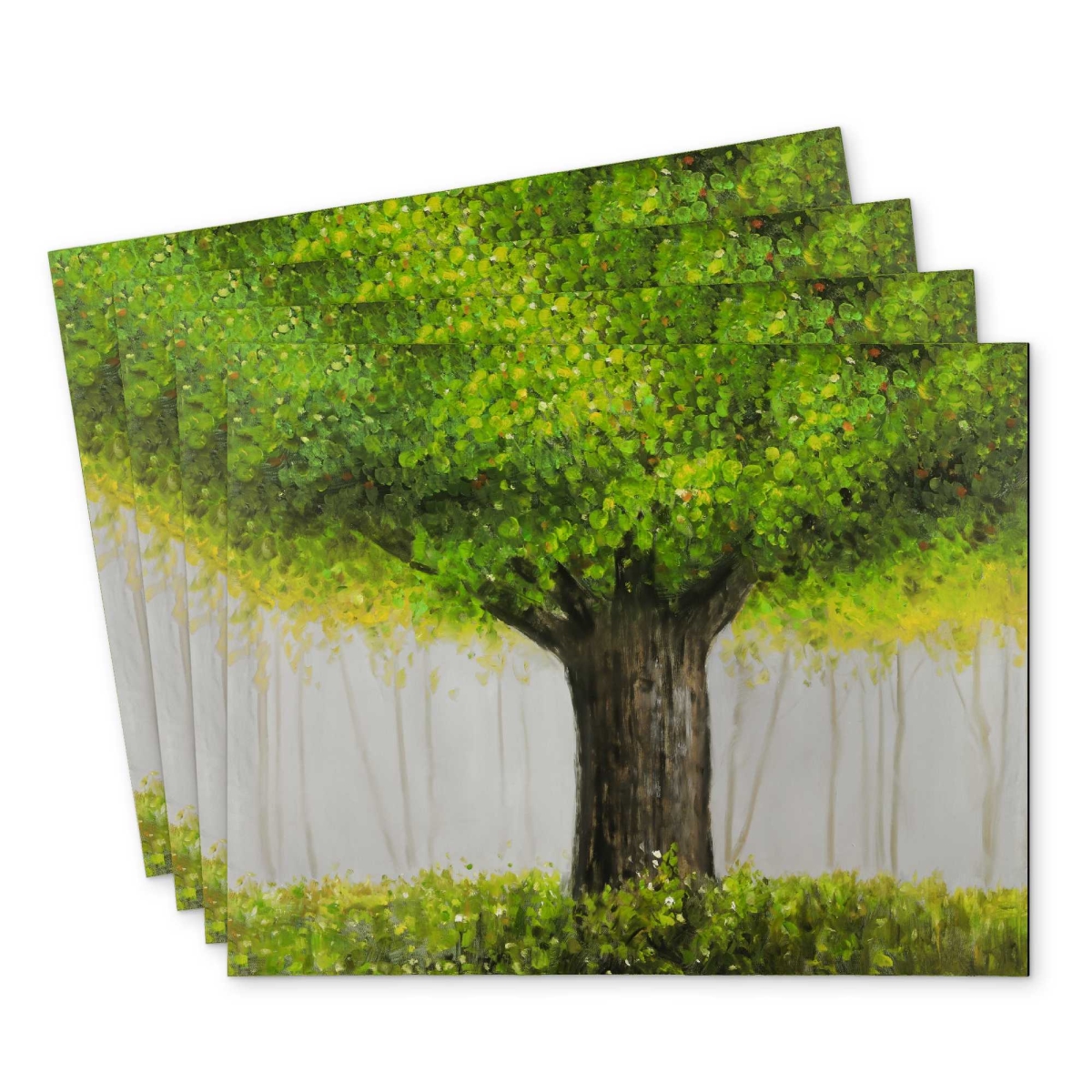 Picture of Begin Home Decor C4PP1418H4YTXS 14 x 18 in. Big Green Tree Polyester Placemat - Stylish Home Decor - Set of 4