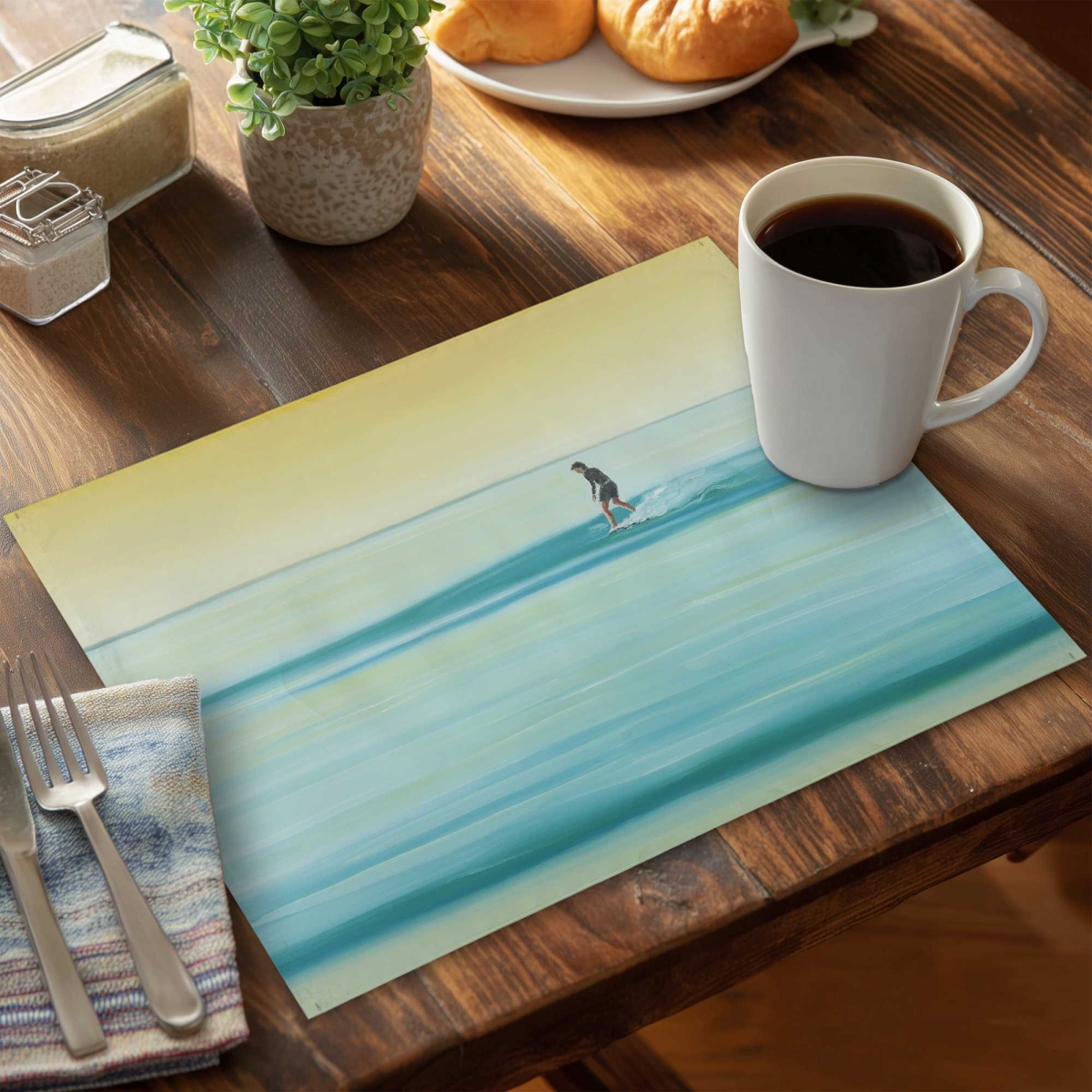 Picture of Begin Home Decor C4PP1418JVBJDF 14 x 18 in. A Surfer by Dawn - Polyester Placemat for Home Decor - Set of 4