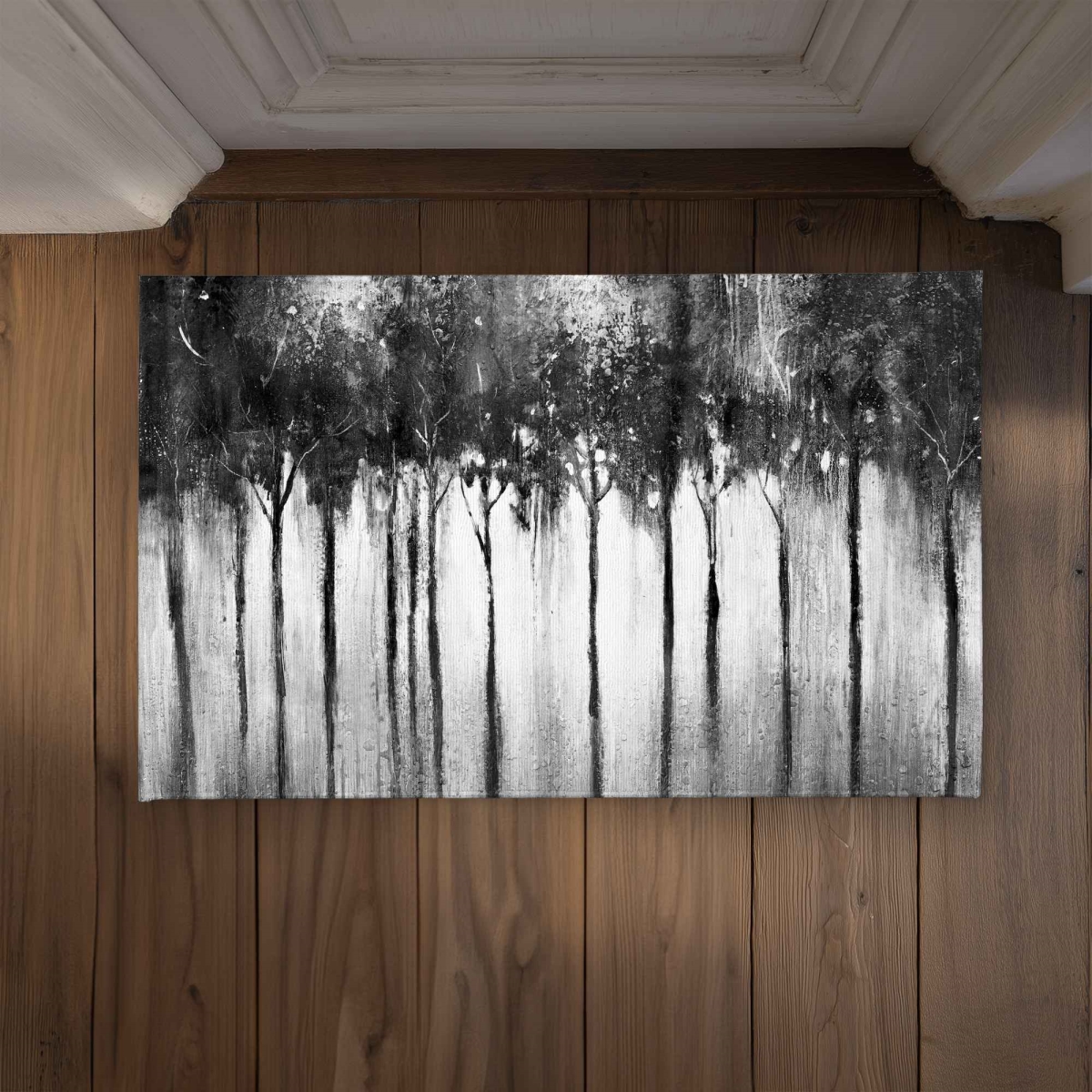 CODM2134NSWMOI 21 x 34 in. Abstract Forest Black & White Door Mat - Indoor & Outdoor