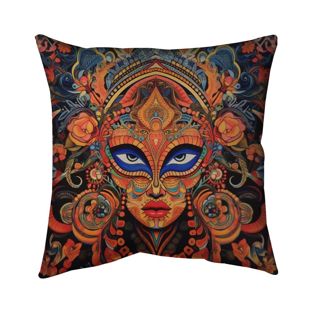5543-1818-AB122 18 x 18 in. Aztec Face - Abstract Orange Poly Twill Throw - Home Decor
