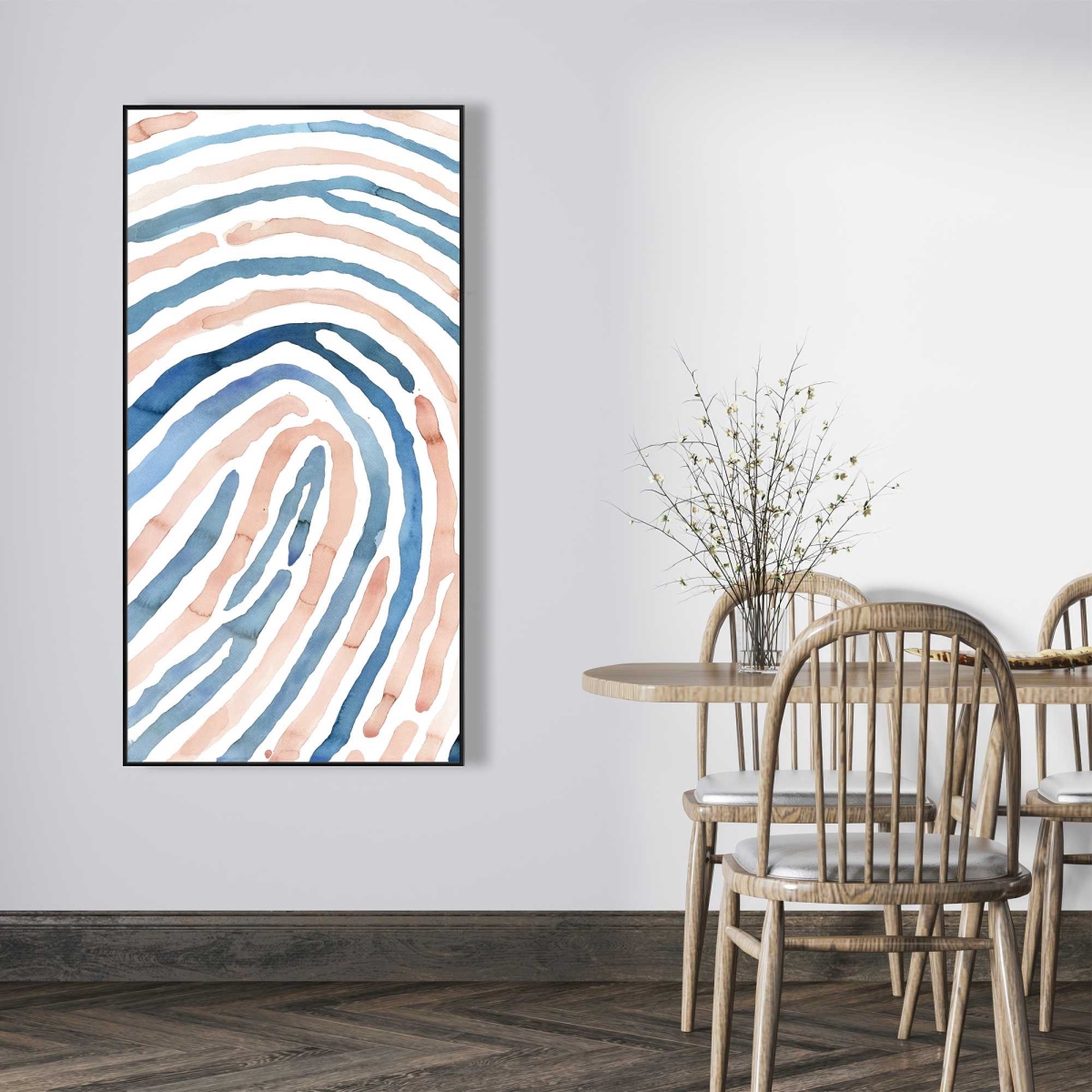 C1FC2448F9VWAZ 24 x 48 in. Fingerprint - Miscellaneous Shapes Framed Canvas - Decor