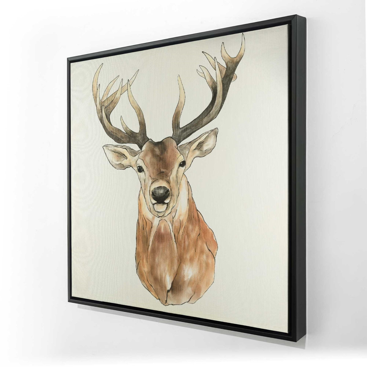 C1FC3636M21S4J 36 x 36 in. Front Deer Portrait - Rustic Framed Canvas for Home Decor