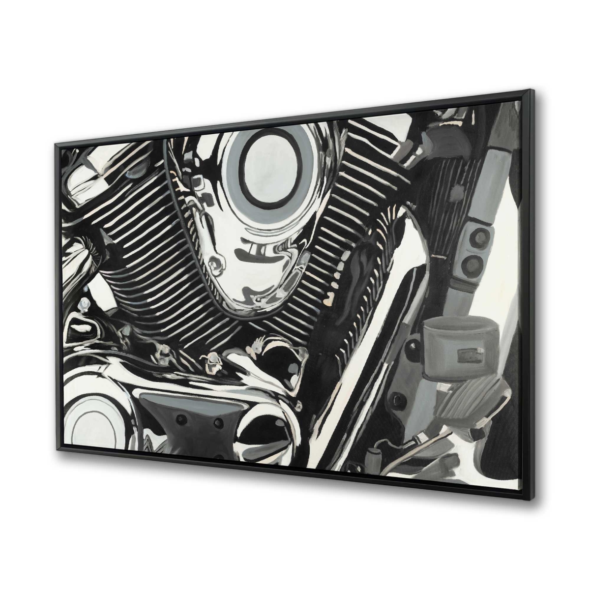 C1FC3648C7A08P 36 x 48 in. Motorcycle Engine - Contemporary Framed Canvas Home Decor
