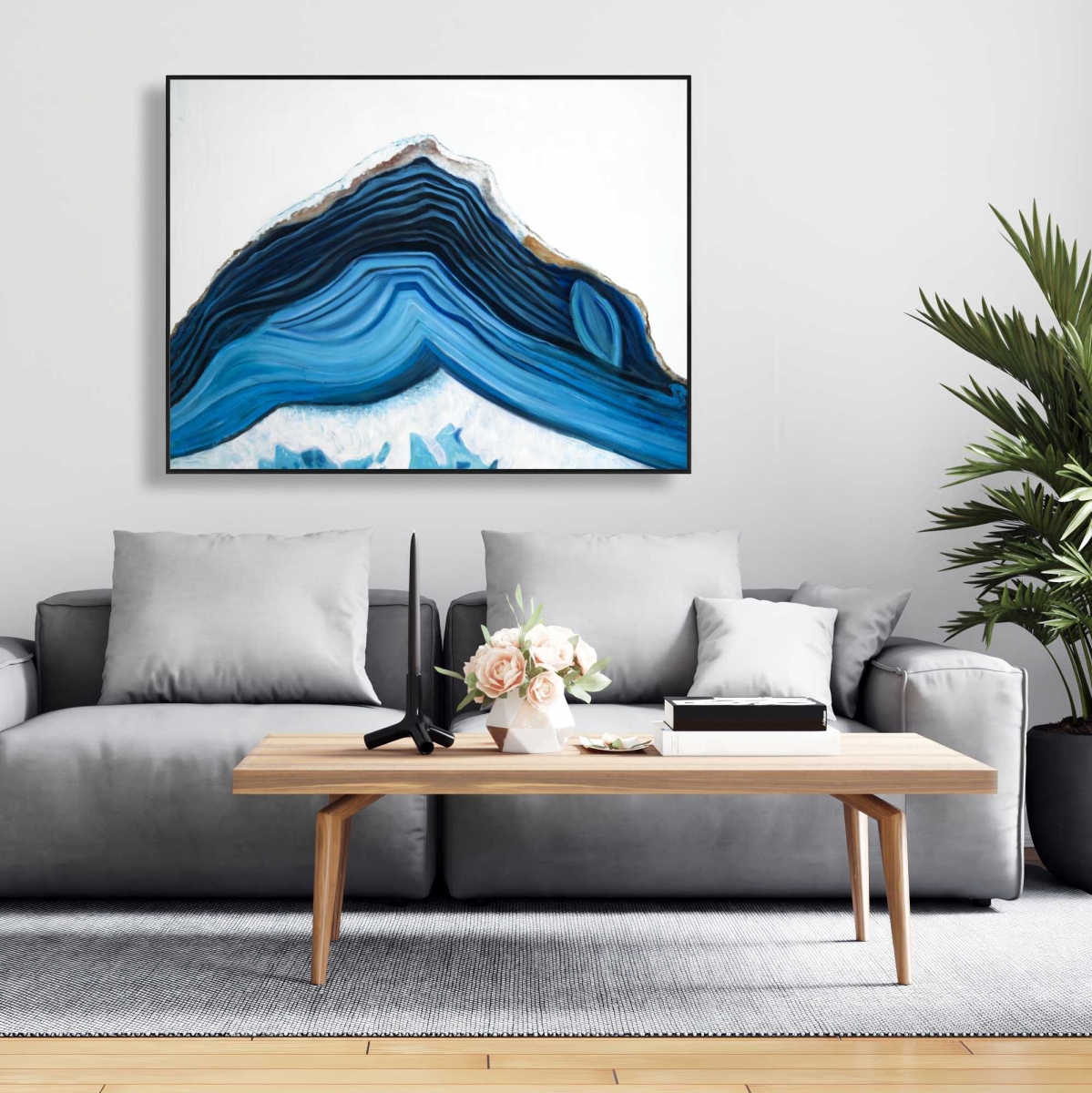 C1FC3648FKCCSK 36 x 48 in. Blue Geode Profile - Classic Blue Hyperrealist Canvas Art