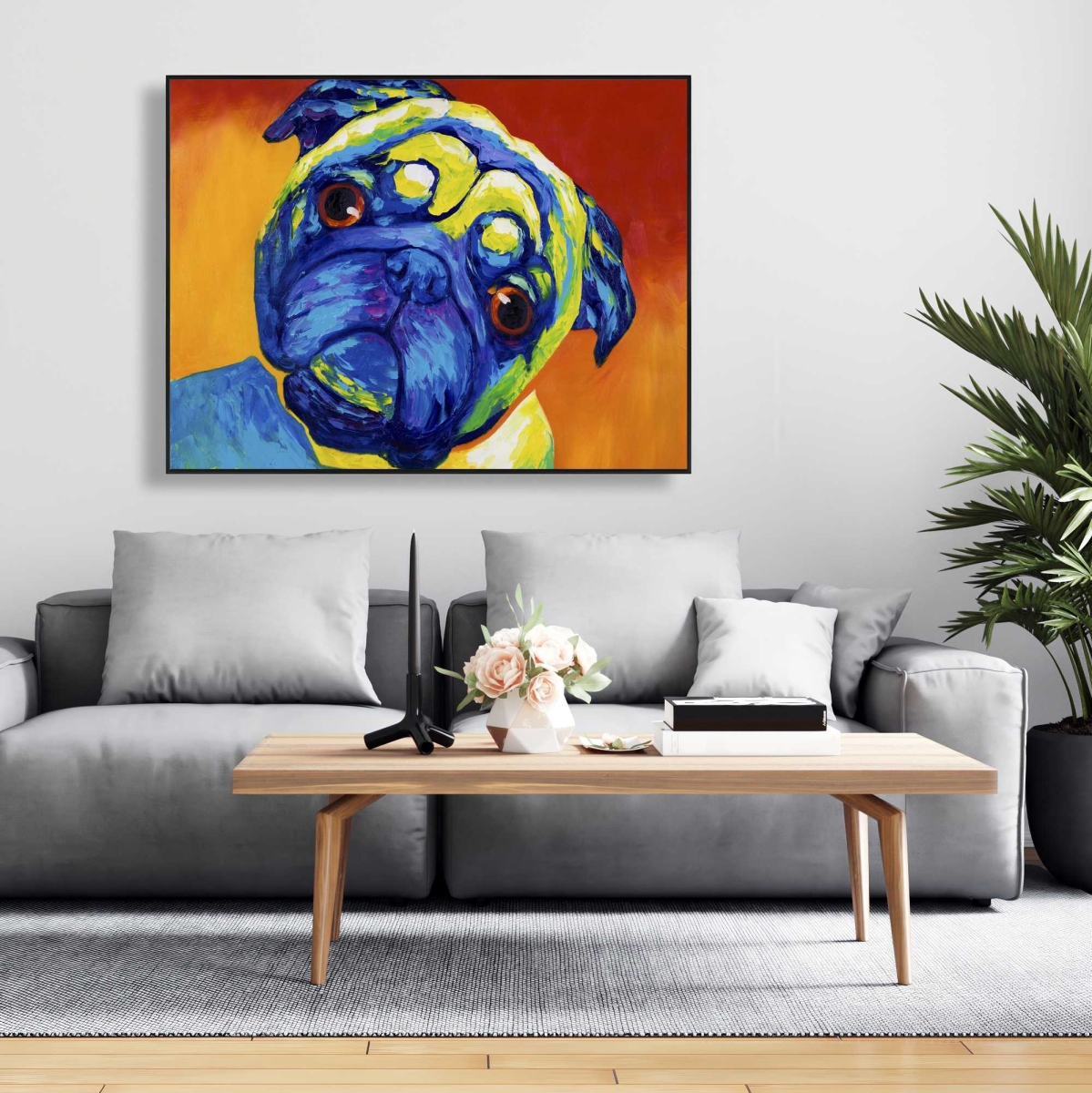 C1FC3648FOTUK4 36 x 48 in. Curious Pug - Framed Canvas for Animal Lovers Home Decor