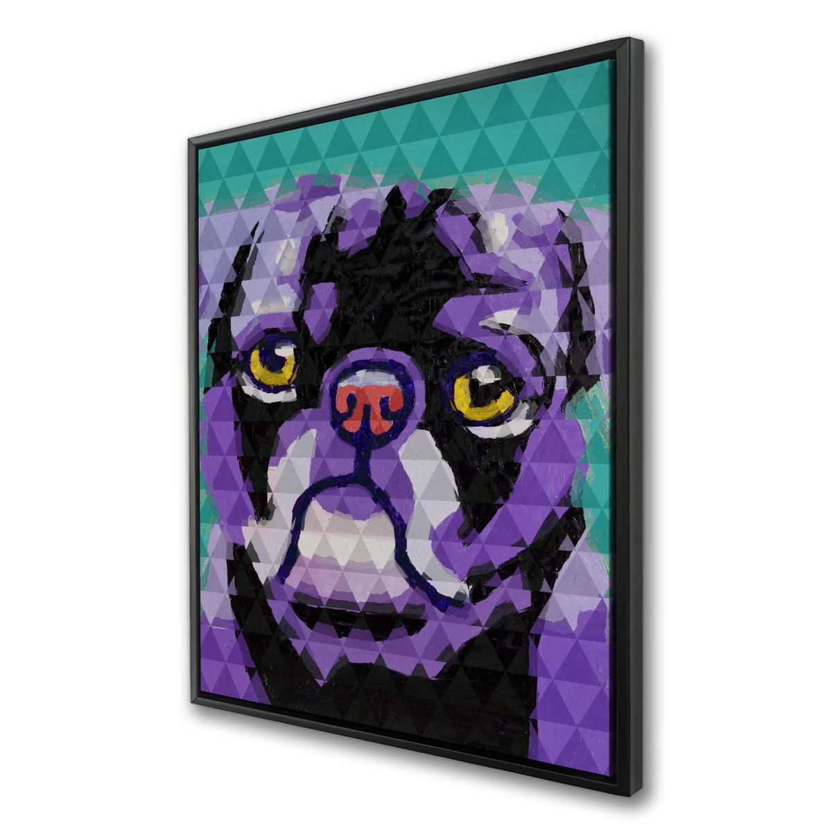 C1FC3648HW8FPL 36 x 48 in. Geometric Pug - Retro Turquoise Framed Canvas Home Decor