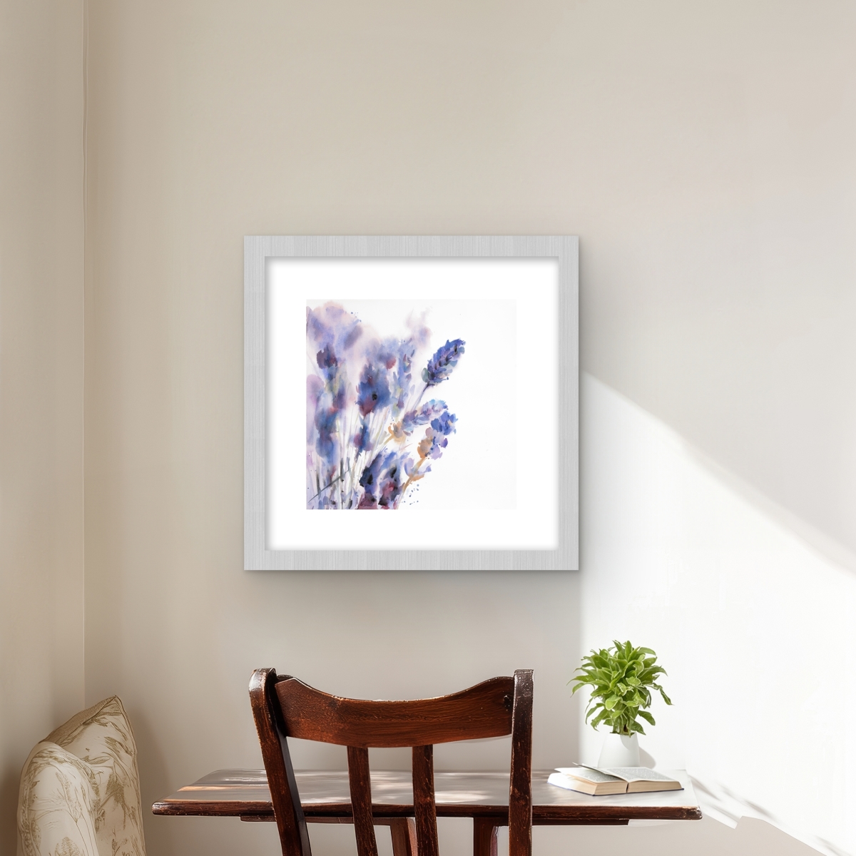 C1FM1616PHT2OE 16 x 16 in. Watercolor Lavender Flowers Print Wall Art - Purple Floral Decor
