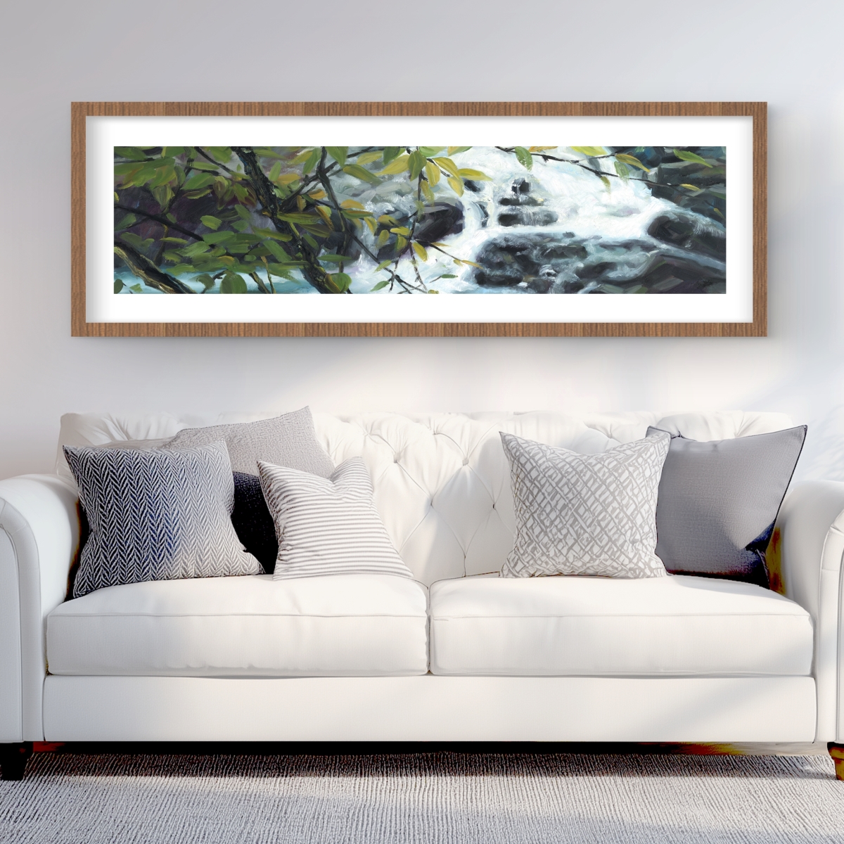 C1FM20601CSZ62 20 x 60 in. Peaceful Fall - Bathroom Beach Framed Matted Print Wall Art for Decor