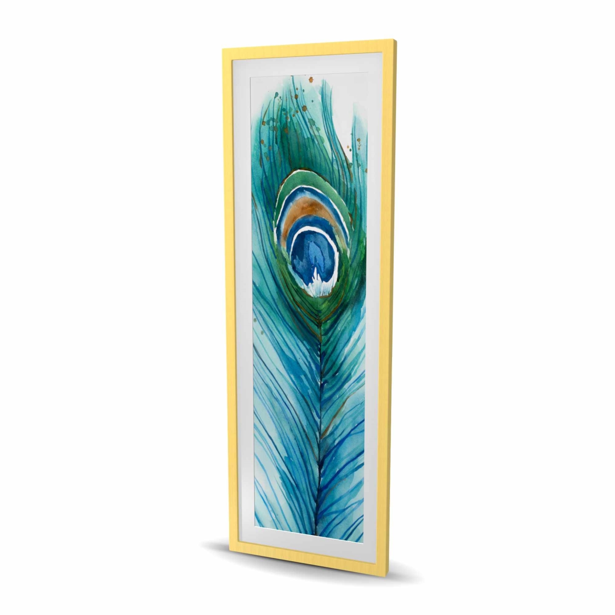 C1FM2060CIMNNL 20 x 60 in. Long Peacock Feather - Framed Matted Print Wall Art for Home Decor