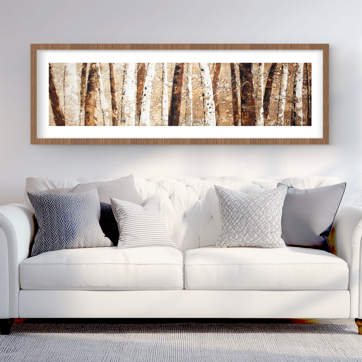 C1FM2060DREXZP 20 x 60 in. Tree Trunks - Rustic Beige Framed Matted Print Wall Art - Home Decor