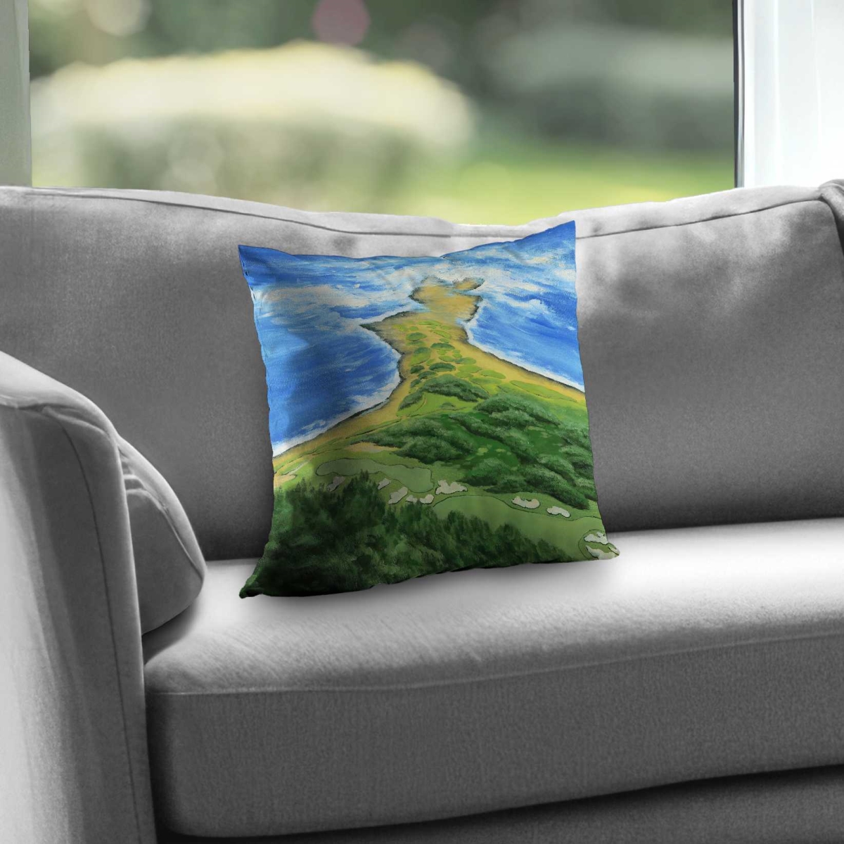 C1PC141418TQT0 14 x 14 in. Golf Course on the Coast - Green Bedroom Poly Twill Throw