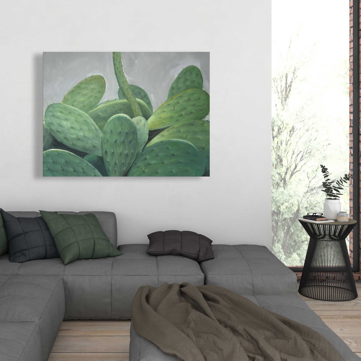 C1RC36486WJ9LY 36 x 48 in. Cactus Bundle - Botanical Green Canvas for Home Decor