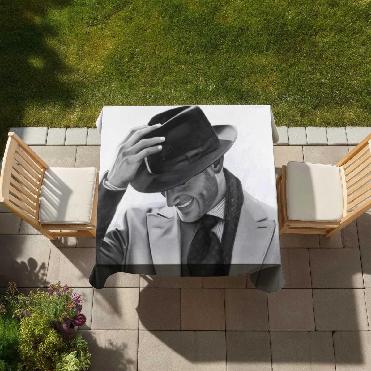 Picture of Begin Home Decor C1TC58586SD1BA 58 x 58 in. Well-Dressed Man Tablecloth - Stylish Indoor & Outdoor Decor
