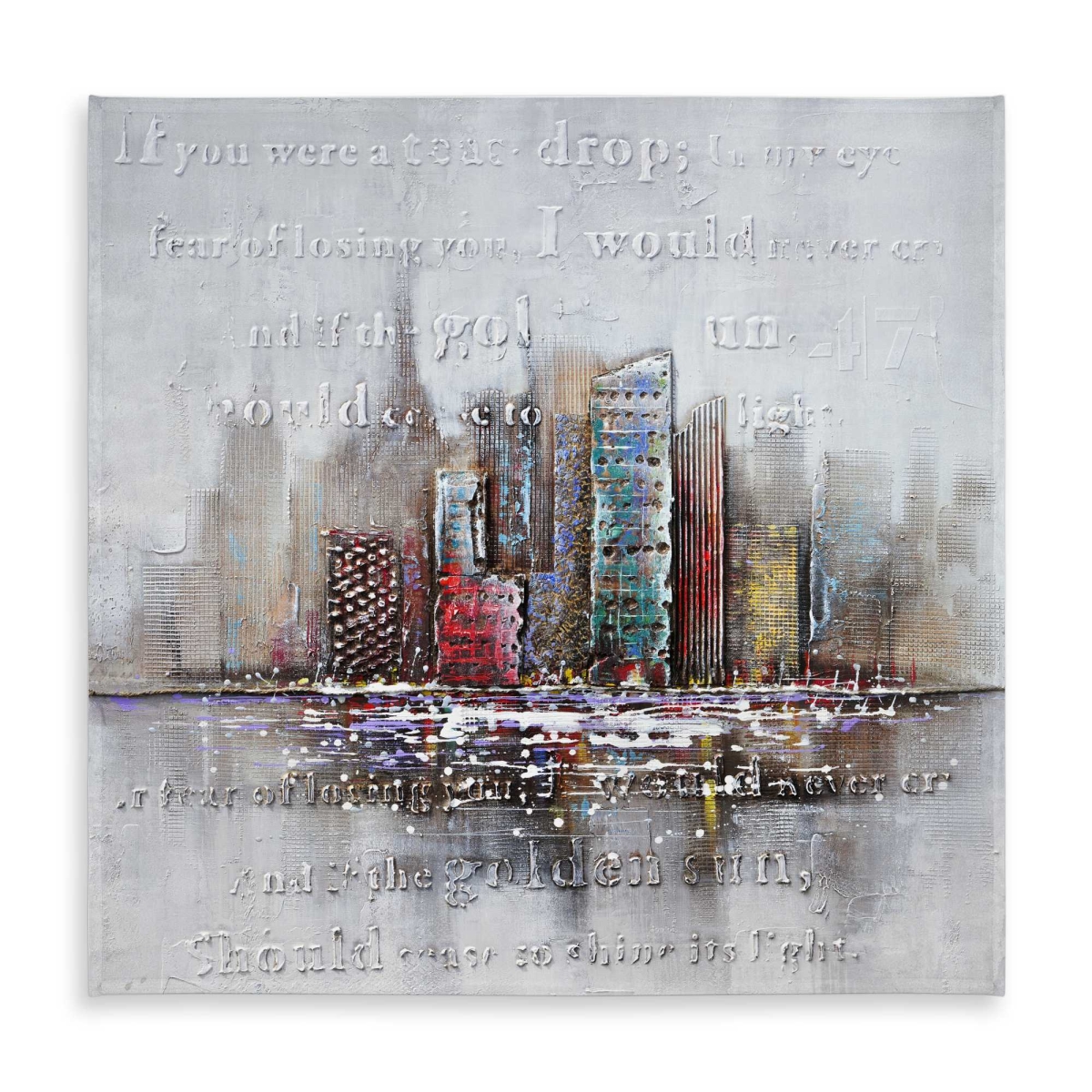 Picture of Begin Home Decor C1TC58587KR1NB 58 x 58 in. Cityscape Typography Relief Tablecloth - Gray Indoor & Outdoor