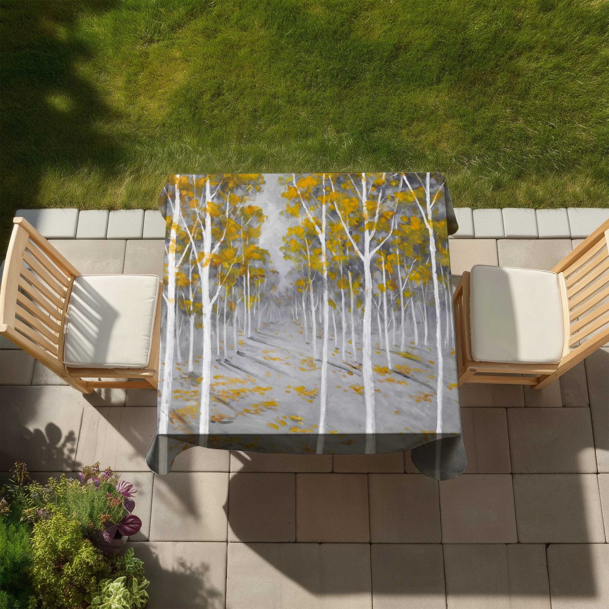 Picture of Begin Home Decor C1TC585890RZ28 58 x 58 in. Birch Forest Gray Contemporary Tablecloth - Indoor & Outdoor