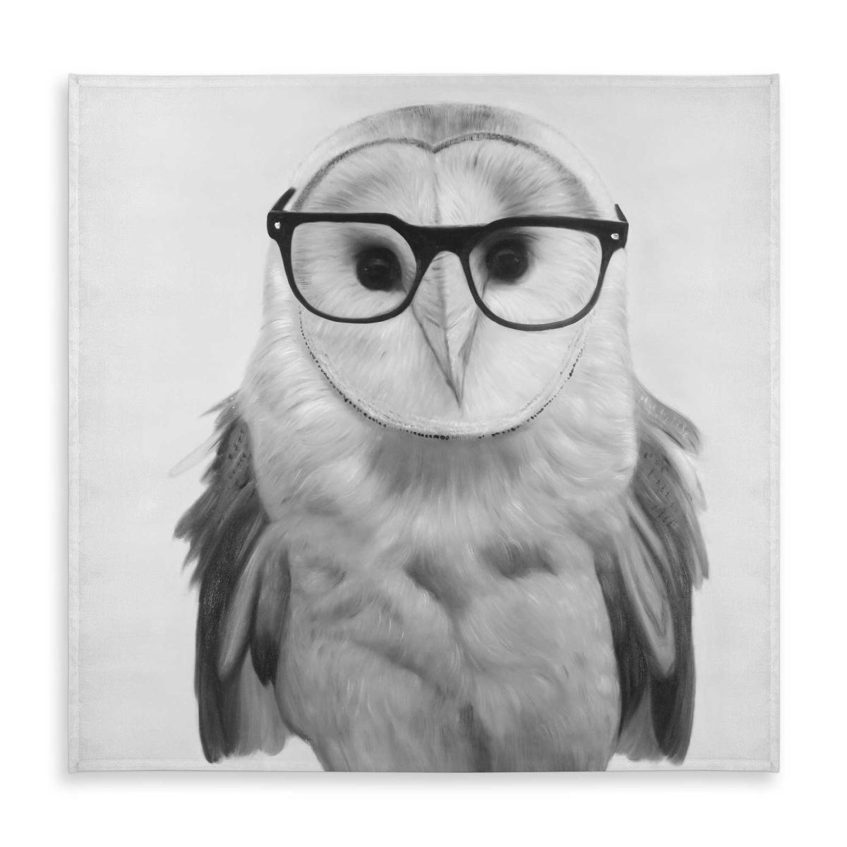 Picture of Begin Home Decor C1TC5858KF6Y6B 58 x 58 in. Realistic Barn Owl with Glasses - Monochrome Tablecloth