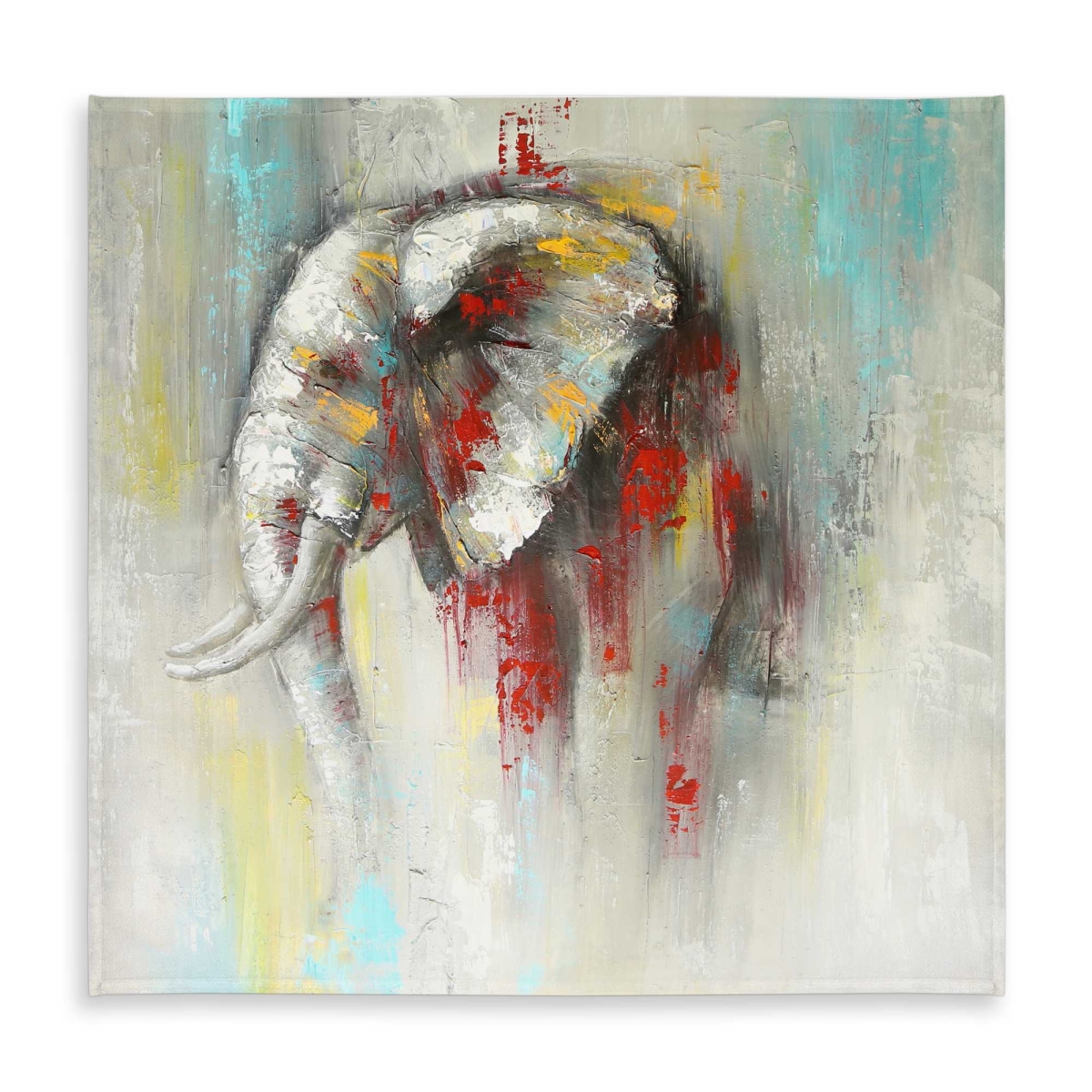 Picture of Begin Home Decor C1TC5858OXT1T1 58 x 58 in. Abstract Paint Splash Elephant Tablecloth - Home Decor