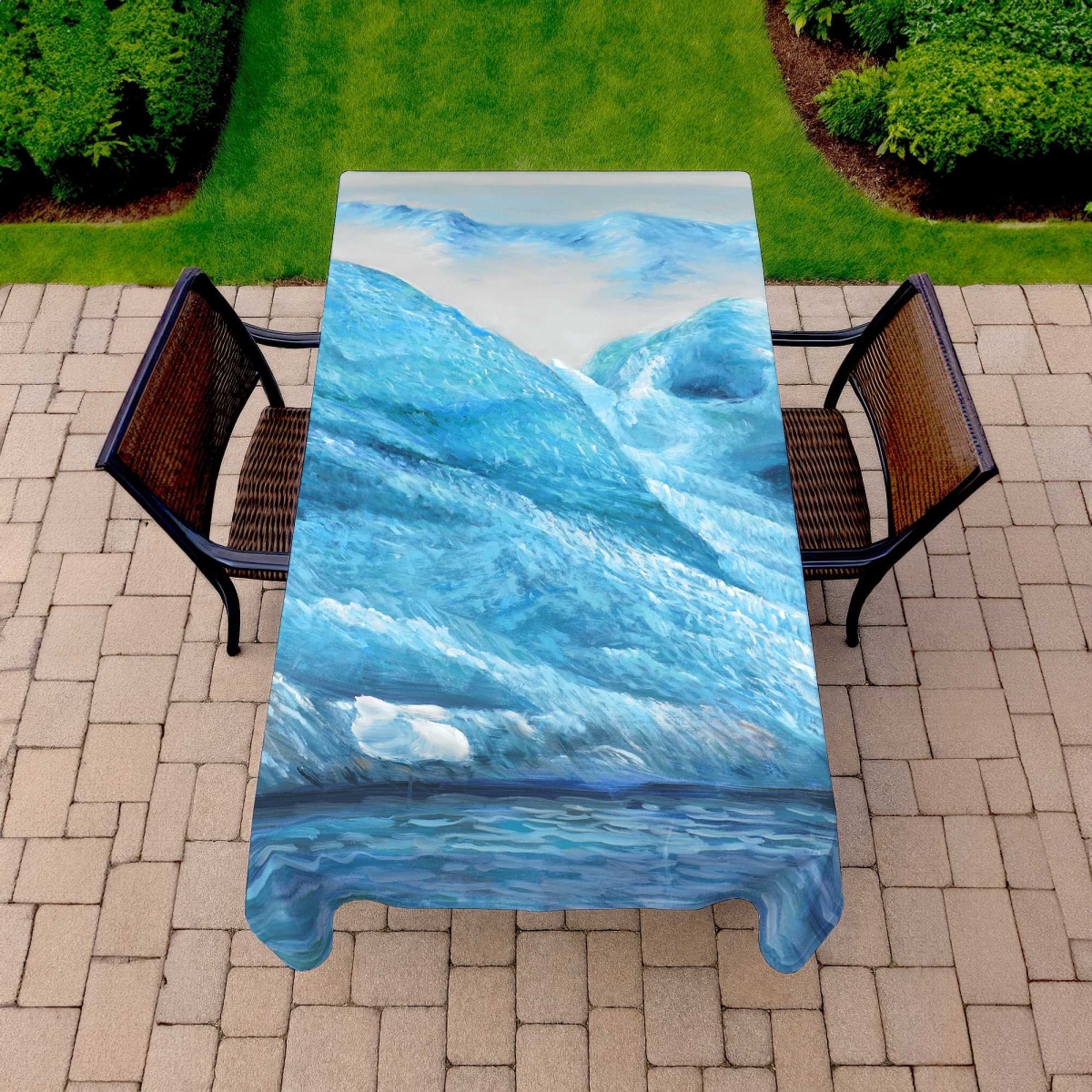 C1TCLRGE5PS91G 58 x 102 in. Icebergs Gray Coastal Tablecloth for Indoor & Outdoor Decor