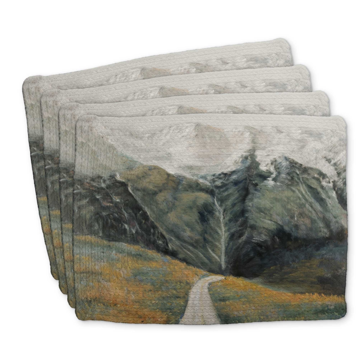 Picture of Begin Home Decor C4BP14180953WX 14 x 18 in. Mountainous Landscape Braided Polyester Placemat - Decor - Set of 4
