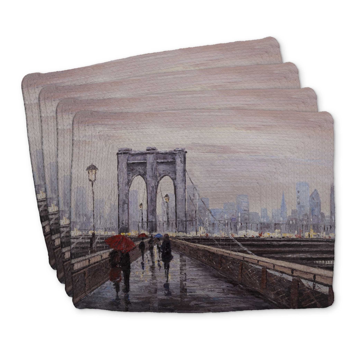Picture of Begin Home Decor C4BP141815OP7G 14 x 18 in. Brooklyn Bridge Braided Polyester Placemat for Home Decor - Set of 4