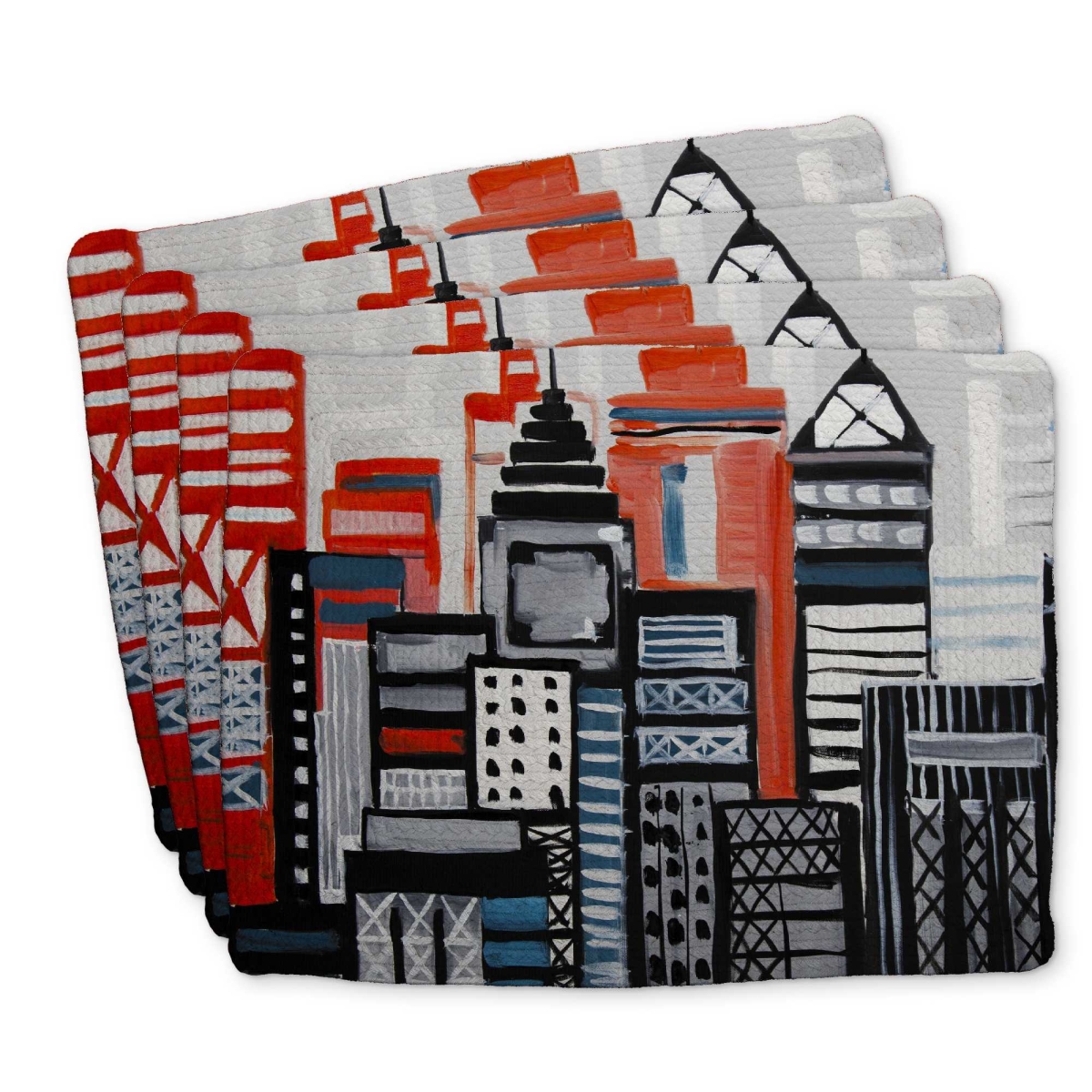 Picture of Begin Home Decor C4BP1418512G2K 14 x 18 in. Geometric Urban Landscape Braided Polyester Placemat - Decor - Set of 4