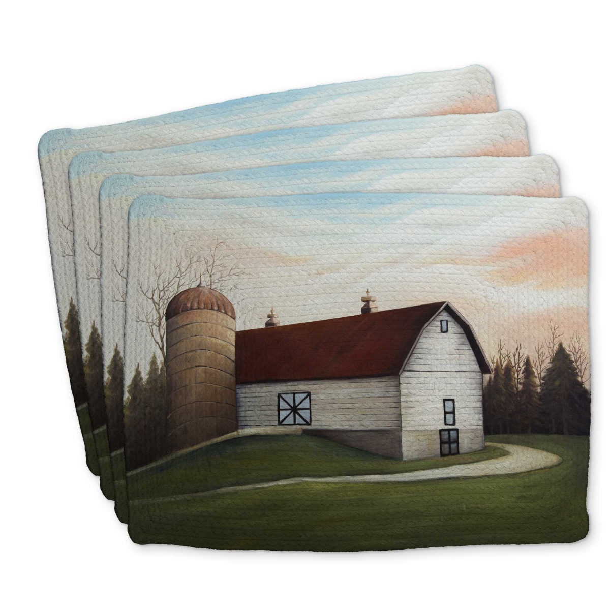 Picture of Begin Home Decor C4BP14187BBS4A 14 x 18 in. White Barn Braided Polyester Placemat - Home Decor Essential - Set of 4