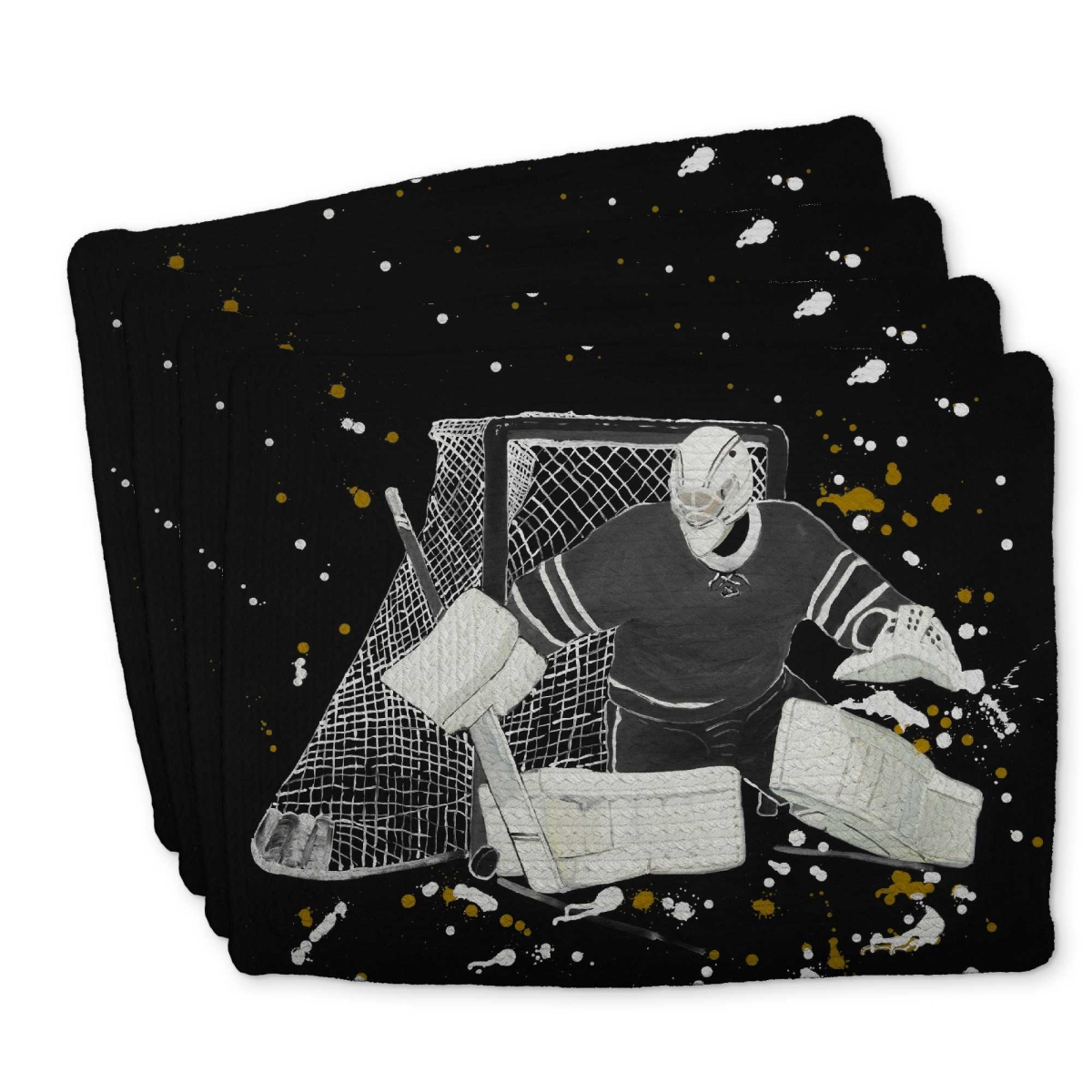 Picture of Begin Home Decor C4BP1418A6ODZM 14 x 18 in. Goalkeeper Hockey Braided Polyester Placemat - Home Decor - Set of 4