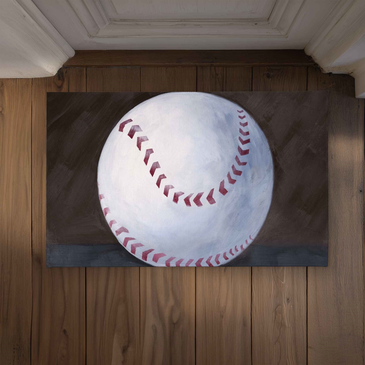 CODM213471FE7W 21 x 34 in. Baseball Ball Still Life Shapes Door Mat - Indoor & Outdoor