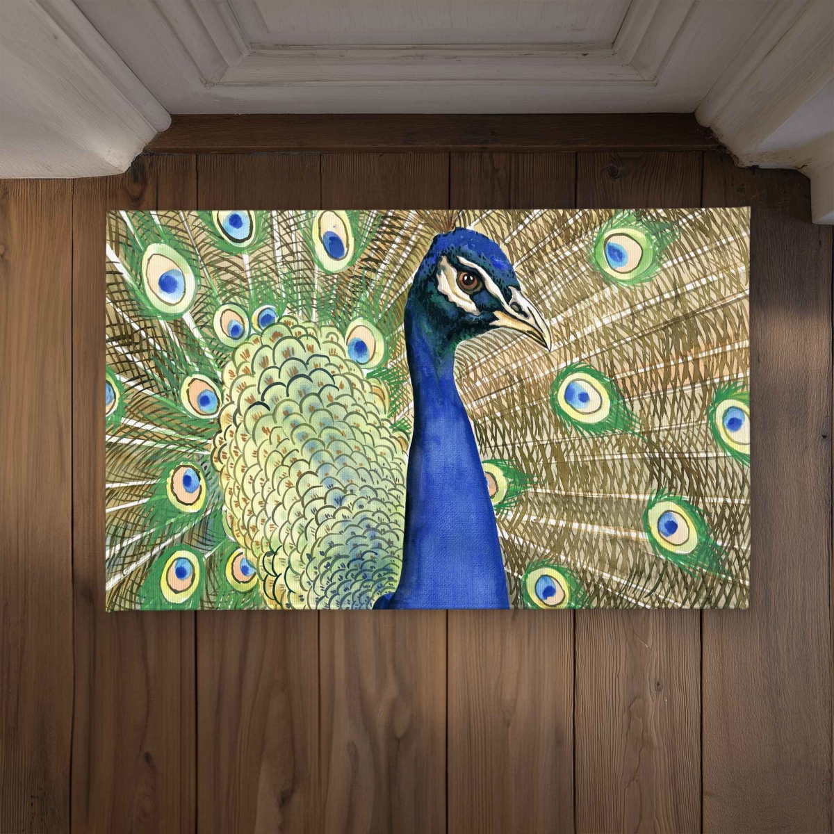 CODM21349B6EPH 21 x 34 in. Peacock Exotic Feathers Door Mat - Indoor & Outdoor Home Decor