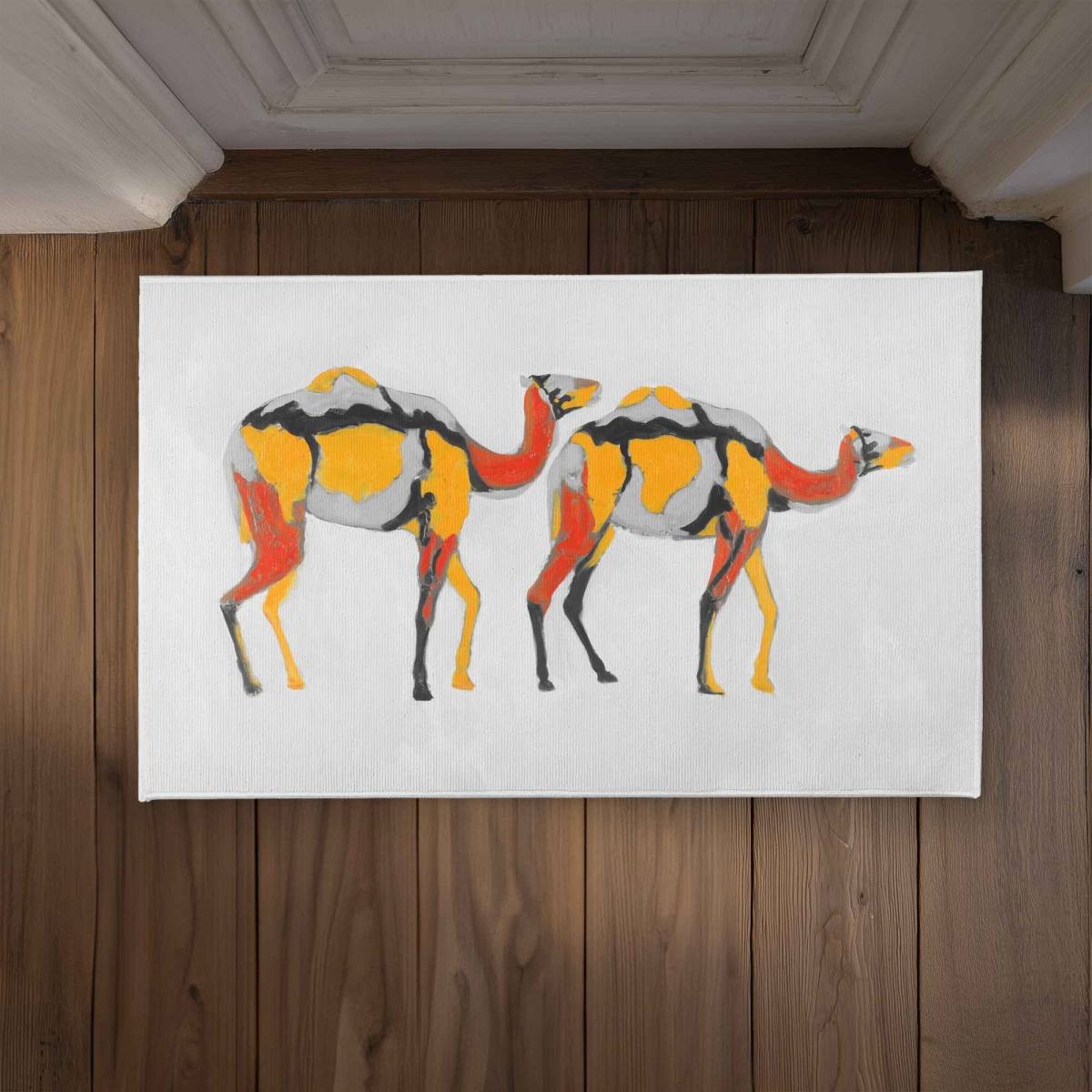 CODM2134BY3D4Z 21 x 34 in. Abstract Dromedaries Door Mat - Wildlife Contemporary Home Decor