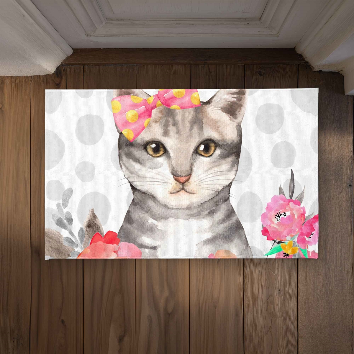 CODM2134DCFJRW 21 x 34 in. Charming Cat Door Mat - Kids Art Home Decor Indoor & Outdoor