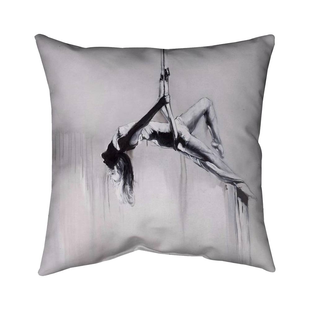 5542-2020-SP35 20 x 20 in. Dancer on Aerial Contortion - Black White Outdoor Throw Pillow