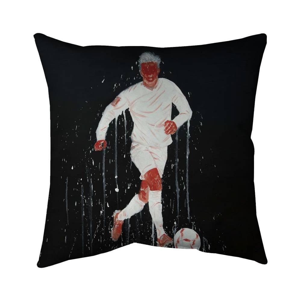 5543-2626-SP75 26 x 26 in. Soccer Player Black Man Cave Poly Twill Throw - Home Decor