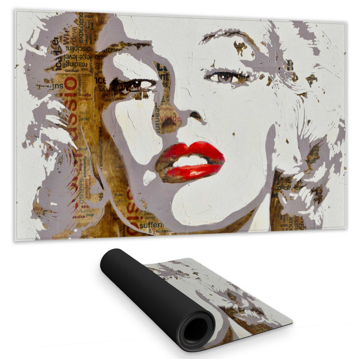 C1DM1424F8CF3U 14 x 24 in. Marilyn Monroe Typography Gray Beauty Gaming Desk Mat - Decor