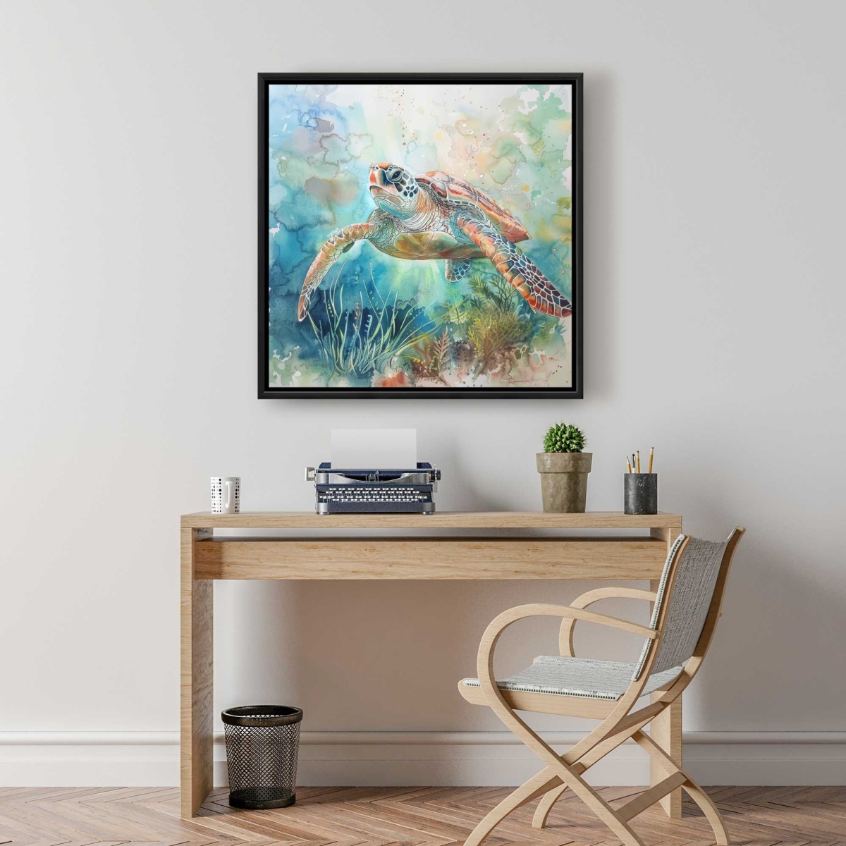 C1FC2424B53AZ9 24 x 24 in. Turtle Beige Framed Canvas - Elegant Home Decor Accent