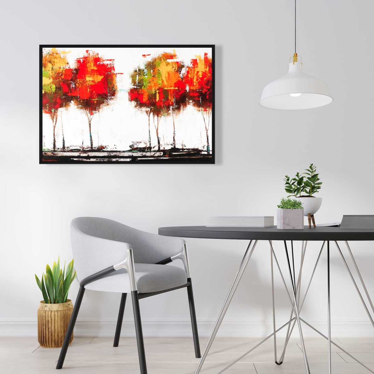 C1FC2436TPIKRE 24 x 36 in. Modern Style Trees - Framed Canvas for Living Room Decor